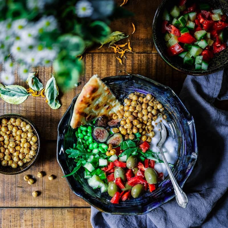 Photo of beautifully arranged food.