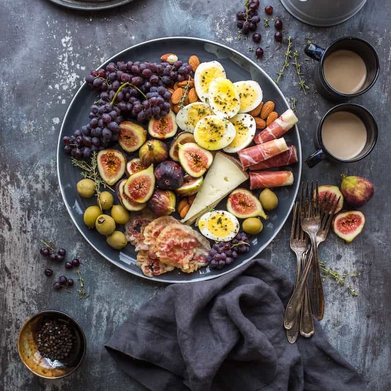 Photo of beautifully arranged food.
